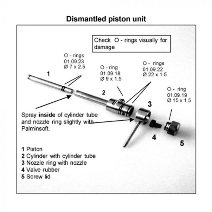 Dismantled piston unit