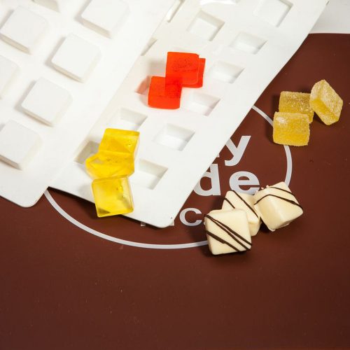 Square mold with candy